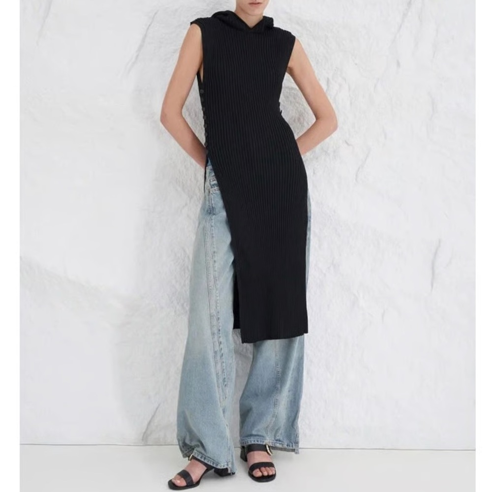 ZARA Hooded Ribbed Knit Tunic